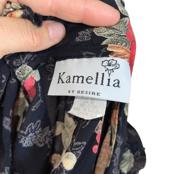 Kamellia By Desire Womens Dress Black Size Small Vintage Floral Tie Back Maxi - Picture 4 of 16